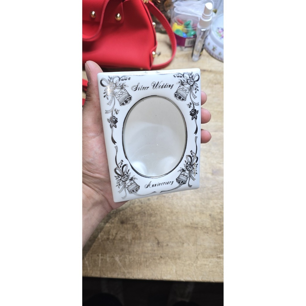 VTG LEFTON JAPAN SILVER WEDDING ANNIVERSARY PICTURE FRAME WITH GLASS